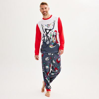 Disney s The Nightmare Before Christmas Men s Holiday Lights Top Bottoms Pajama Set by Jammies For Your Families