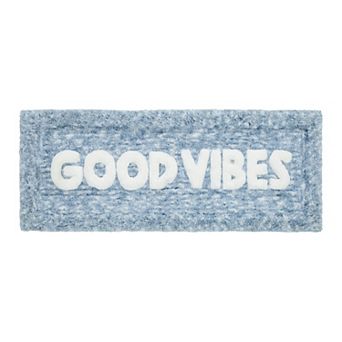 Jade + Oake "Good Vibes" Blue Bath Rug