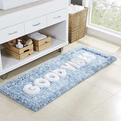 Jade + Oake "Good Vibes" Blue Bath Rug