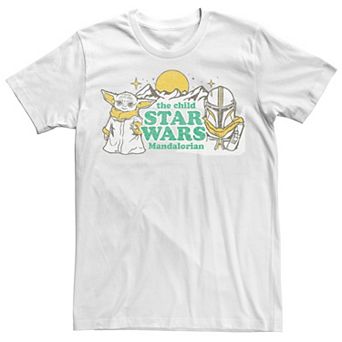 Men's Star Wars The Mandalorioan Throw Back Child Grogu & Mando Tee