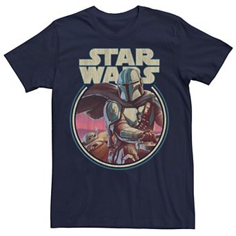 Men's Star Wars The Mandalorioan Grogu & Mando Team Circle Logo Tee