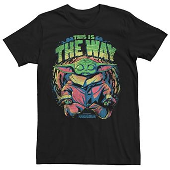Men's Star Wars The Mandalorioan Meditating Grogu Retro Poster Tee