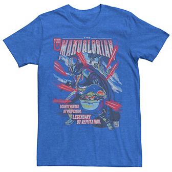 Men's Star Wars The Mandalorioan Mando Bounty Hunter Retro Poster Tee