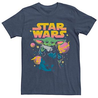 Men's Star Wars The Mandalorioan Grogu Glow Up Retro Poster Tee