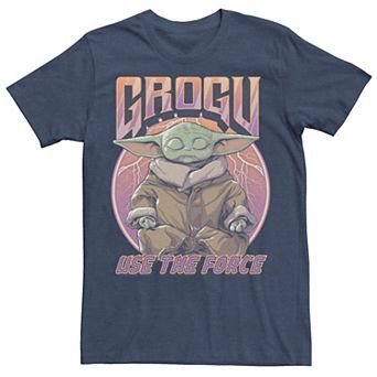 Men's Star Wars The Mandalorioan Zen Grogu Use The Force Poster Tee