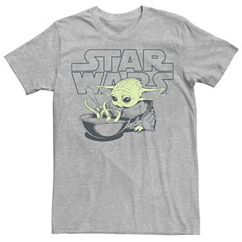 Men's Star Wars The Mandalorioan Floating Dinner Grogu Poster Tee