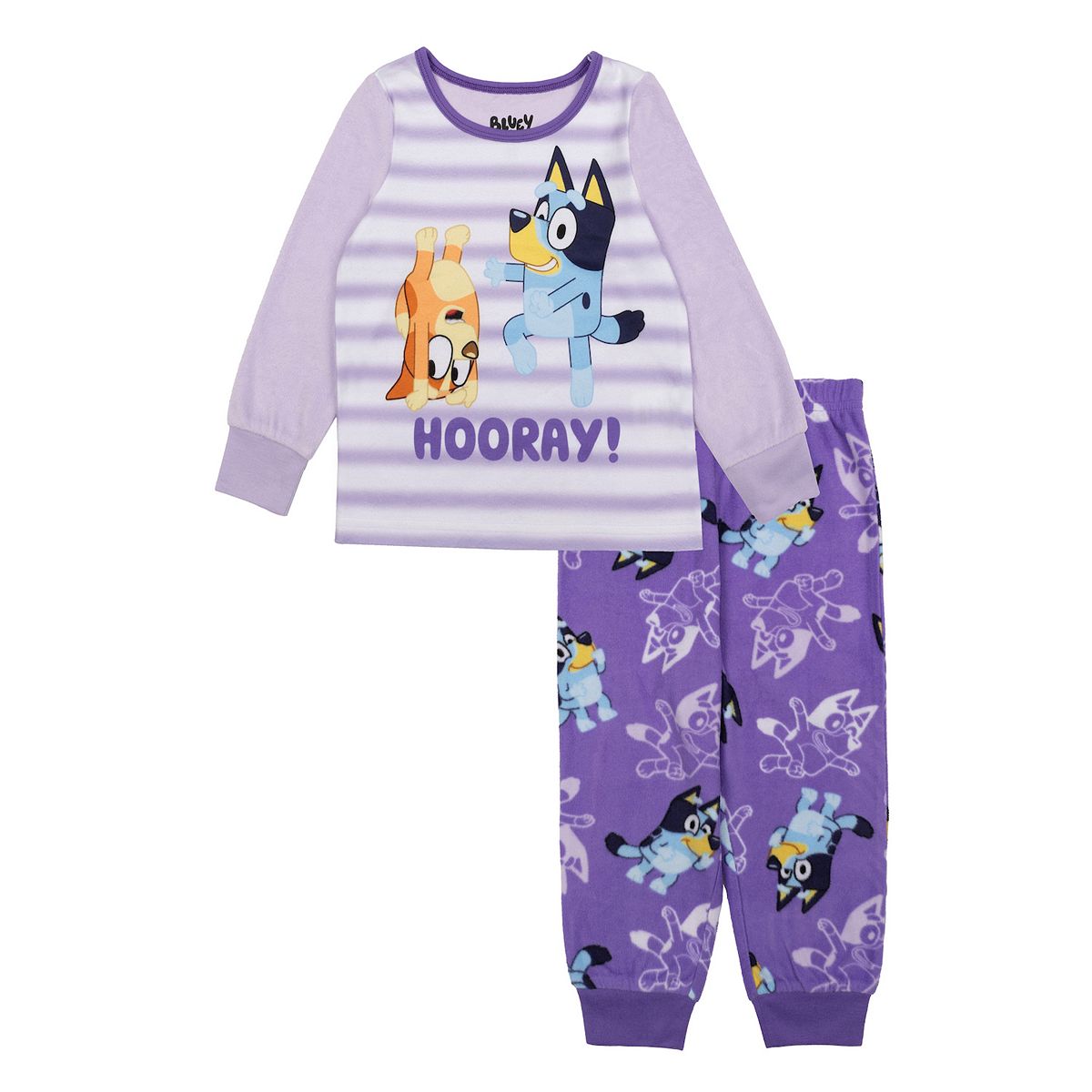 Toddler Girl Bluey Hooray For Sisters Microfleece Top & Bottoms Pajama Set