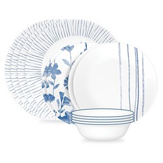 Corelle Botanical Stripes 12 pc Dinnerware Set