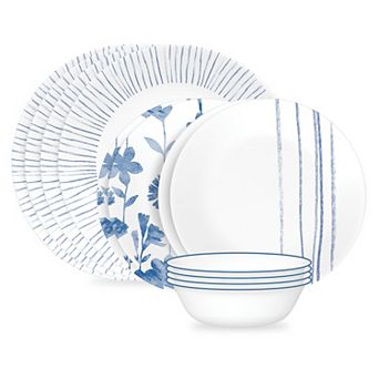Corelle Botanical Stripes 12 pc Dinnerware Set