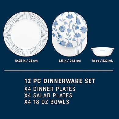 Corelle Botanical Stripes 12-pc. Dinnerware Set