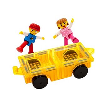 PicassoTiles 3 pc Magnetic Car and 2 Characters Set Magnetic Building Blocks for Kids 3+