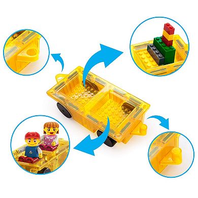 PicassoTiles 3 PC Magnetic Car and 2 Characters Set Magnetic Building Blocks for Kids 3+