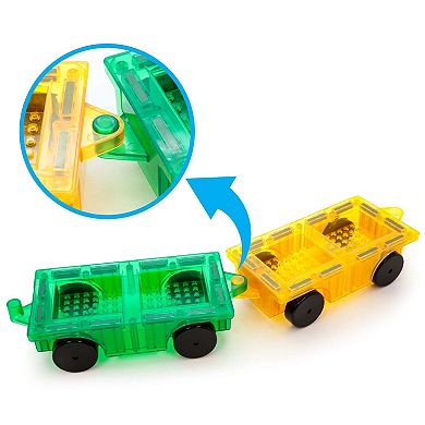 PicassoTiles 3 PC Magnetic Car and 2 Characters Set Magnetic Building Blocks for Kids 3+