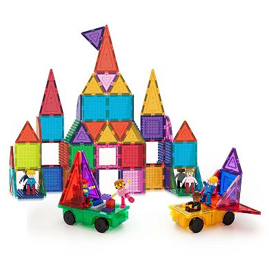 PicassoTiles 3 PC Magnetic Car and 2 Characters Set Magnetic Building Blocks for Kids 3+