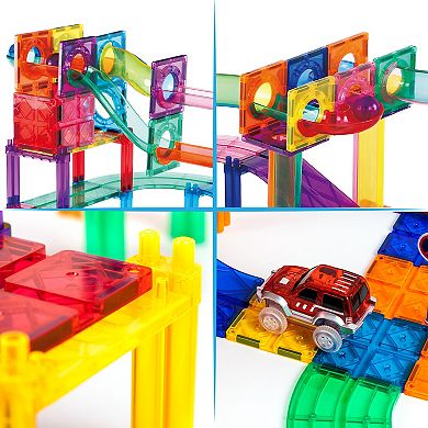 PicassoTiles 108 PC 3-in-1 Marble Run Race Track Building Block, Building STEM Toy for Kids 3+