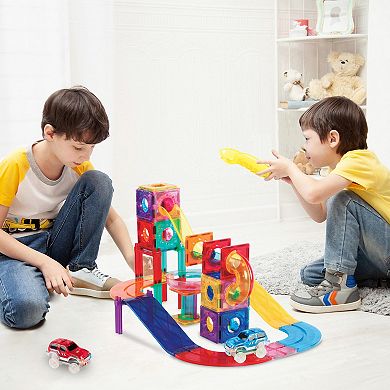 PicassoTiles 108 PC 3-in-1 Marble Run Race Track Building Block, Building STEM Toy for Kids 3+