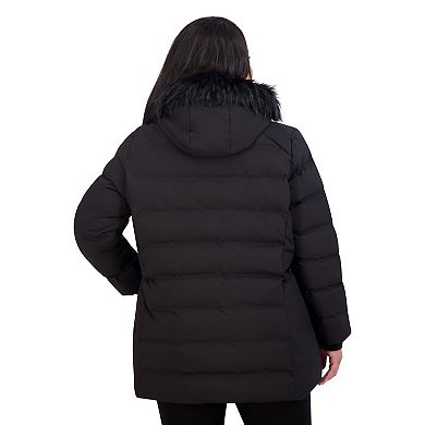 Plus Size ZeroXposur Holly Heavyweight Faux Fur Trim Quilted Puffer Jacket
