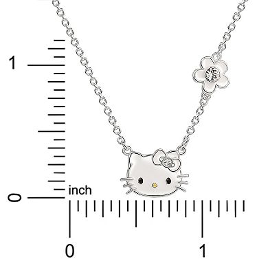 Sanrio Silver Tone Hello Kitty Crystal Birthstone Necklace