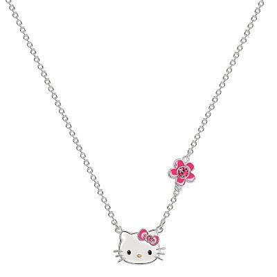 Sanrio Silver Tone Hello Kitty Crystal Birthstone Necklace