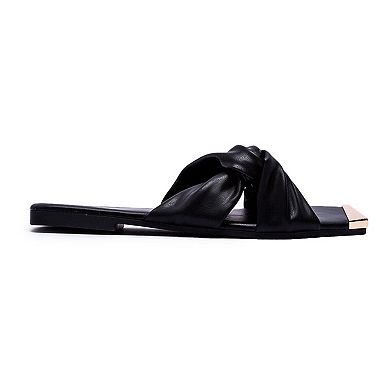 Qupid Aster-11 Women's Ruched Slide Sandals