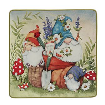Certified International Garden Gnomes Square Platter