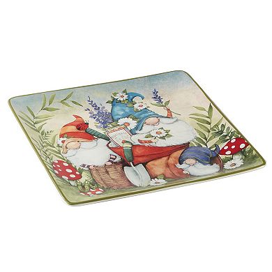 Certified International Garden Gnomes Square Platter