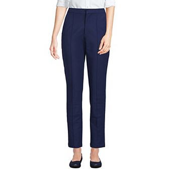 Petite Size Lands' End High-Rise Stretch Pintuck Pencil Ankle Pants