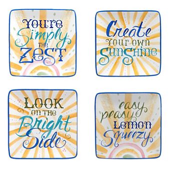 Certified International Lemonade 4 pc Canape Plate Set