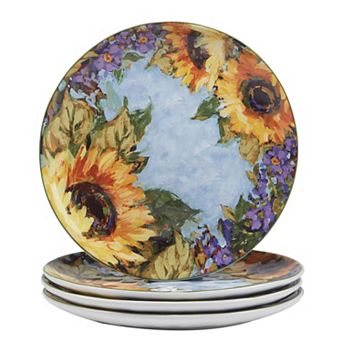 Certified International Sunflower Bouquet 4 pc Dinner Plate Set