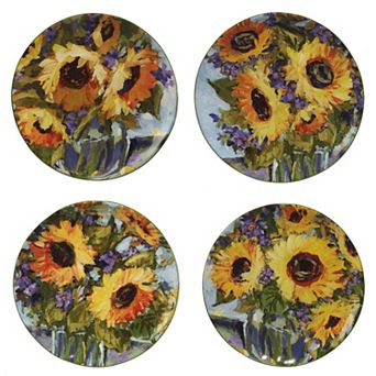 Certified International Sunflower Bouquet 4 pc Salad Plate Set