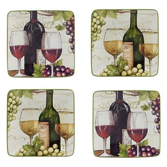 Certified International Meadow Brook Vineyard 4 pc Canape Plate Set