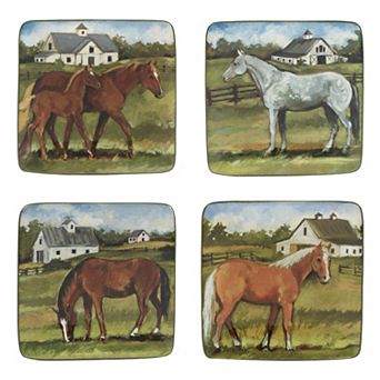 Certified International York Stables 4 pc Canape Plate Set