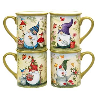 Certified International Garden Gnomes 4 pc Mug Set