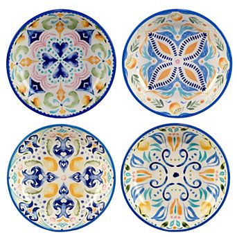 Certified International Lemonade 4 pc Soup / Pasta Bowl Set