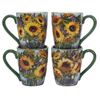 Certified International Sunflower Bouquet 4 pc Mug Set