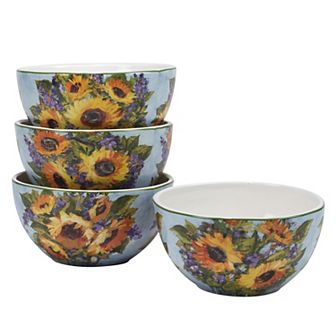 Certified International Sunflower Bouquet 4 pc Ice Cream Bowl Set