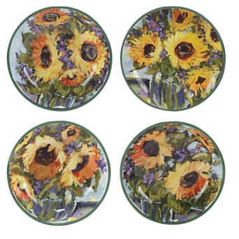 Certified International Sunflower Bouquet 4 pc Soup / Pasta Bowl Set