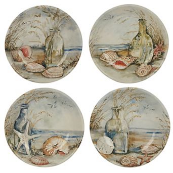 Certified International Coastal Landscape 4 pc Soup / Pasta Bowl Set