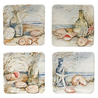 Certified International Coastal Landscape 4 pc Canape Plate Set