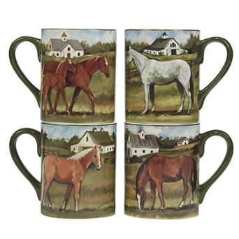 Certified International York Stables 4 pc Mug Set
