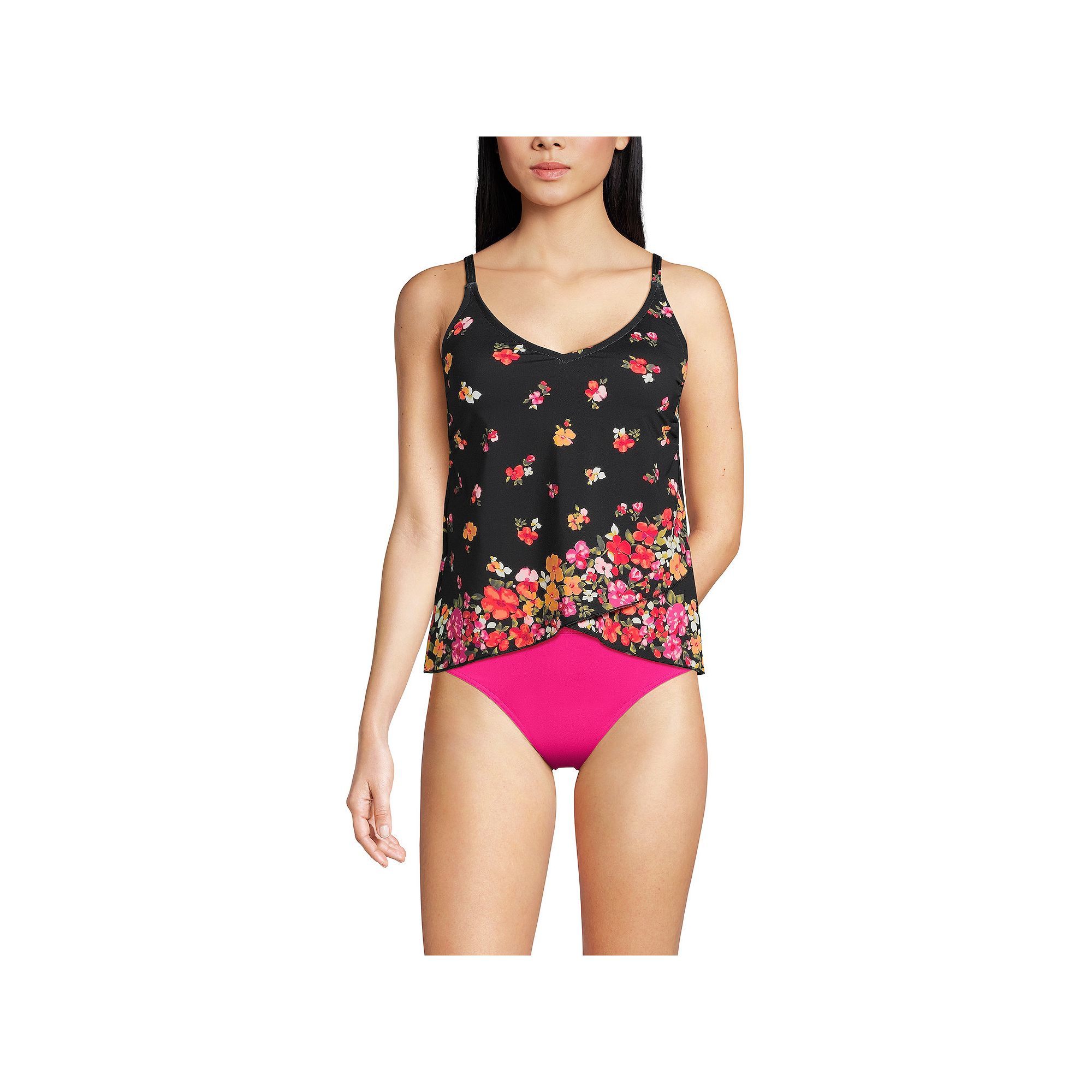 Womens Lands End Chlorine Resistant Tulip Hem Tankini Swimsuit Top, Size: