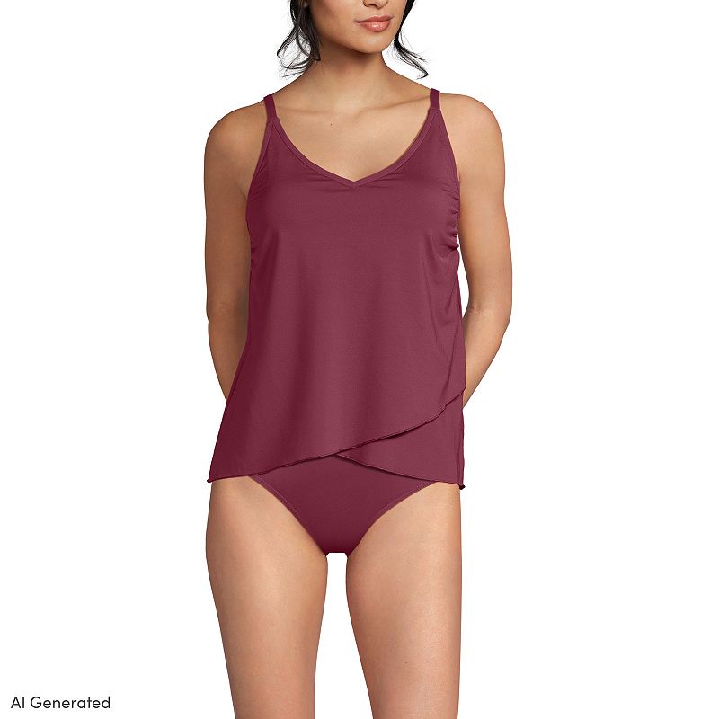 Women's Lands' End Chlorine Resistant Tulip Hem Tankini Swimsuit Top,