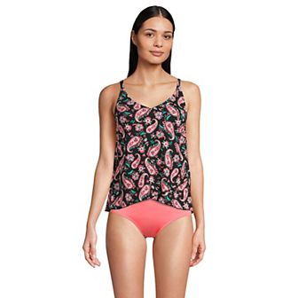 Women's Lands' End D-Cup Chlorine Resistant Tulip Hem Tankini Swimsuit Top