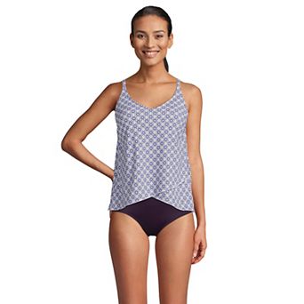Women's Lands' End D-Cup Chlorine Resistant Tulip Hem Tankini Swimsuit Top