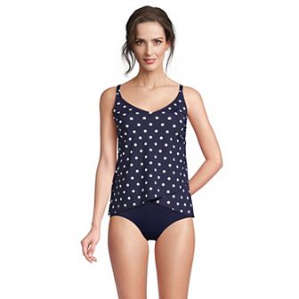 Women's Lands' End D-Cup Chlorine Resistant Tulip Hem Tankini Swimsuit Top