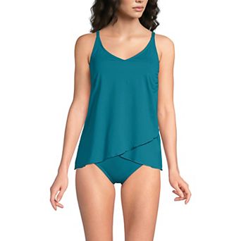 Women's Lands' End D-Cup Chlorine Resistant Tulip Hem Tankini Swimsuit Top