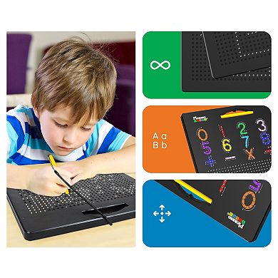 PicassoTiles Double-Sided Magnet Tracing Board 12x10 Upper/Lower Case for Kid Age 3 & Up, PTB03-BLK