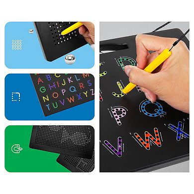 PicassoTiles Double-Sided Magnet Tracing Board 12x10 Upper/Lower Case for Kid Age 3 & Up, PTB03-BLK