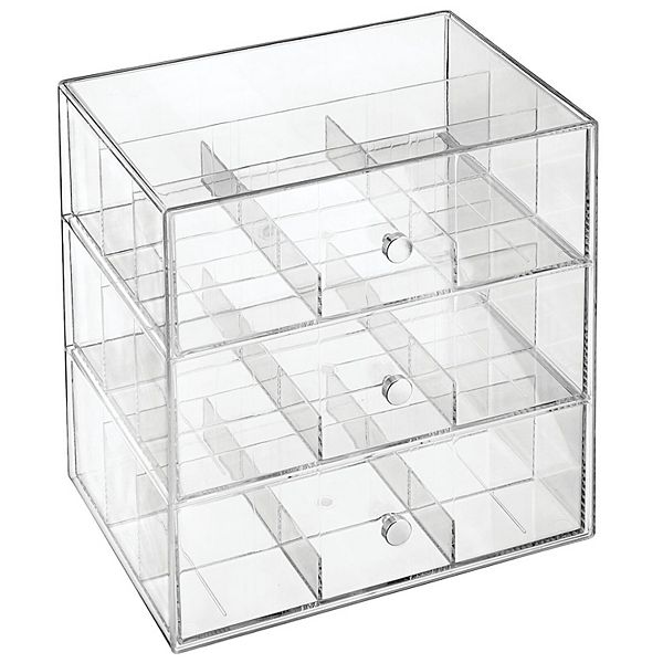 mDesign Plastic Kitchen Storage Tea Organizer, 3 Drawers - Clear