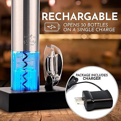Zulay Kitchen Electric Wine Opener With Charging Base and Foil Cutter